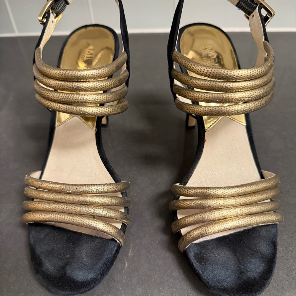 Michael Kors Elegant Black and Gold Women's Sandals Size 7M